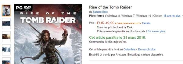 Rise of the Tomb Raider para PC llegaría en enero.